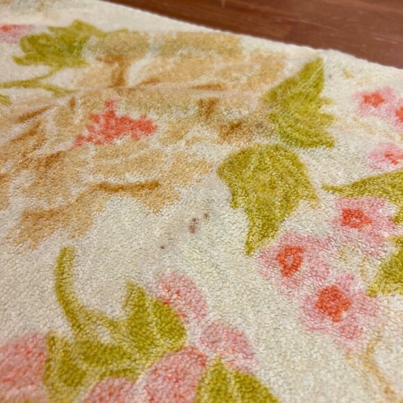 Vtg tastemaker bath Hand wash cloth Towel set 60 70s Yellow Cotton Fringe Floral - Picture 12 of 15